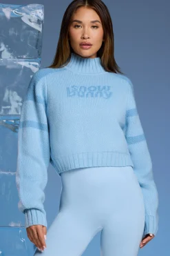 Oh Polly Knitwear | Tops^Chunky Knit Cropped Jumper in Baby Blue BabyBlue