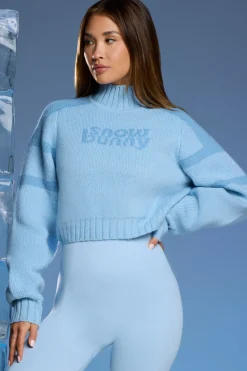 Oh Polly Knitwear | Tops^Chunky Knit Cropped Jumper in Baby Blue BabyBlue