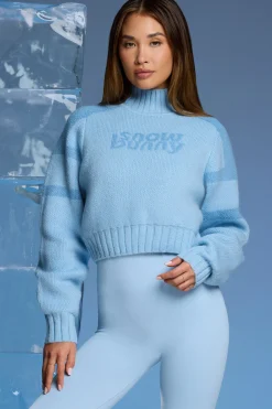 Oh Polly Knitwear | Tops^Chunky Knit Cropped Jumper in Baby Blue BabyBlue