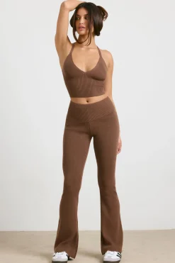 Oh Polly Knitwear | Matching Sets^Chunky Knit Kick Flare Trousers in Espresso