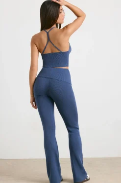 Oh Polly Knitwear | Matching Sets^Chunky Knit Kick Flare Trousers in Washed Navy WashedNavy