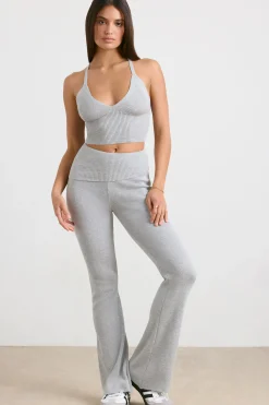 Oh Polly Knitwear | Matching Sets^Chunky Knit Kick Flare Trousers in Heather Grey HeatherGrey