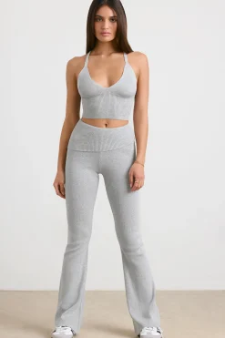 Oh Polly Knitwear | Matching Sets^Chunky Knit Kick Flare Trousers in Heather Grey HeatherGrey