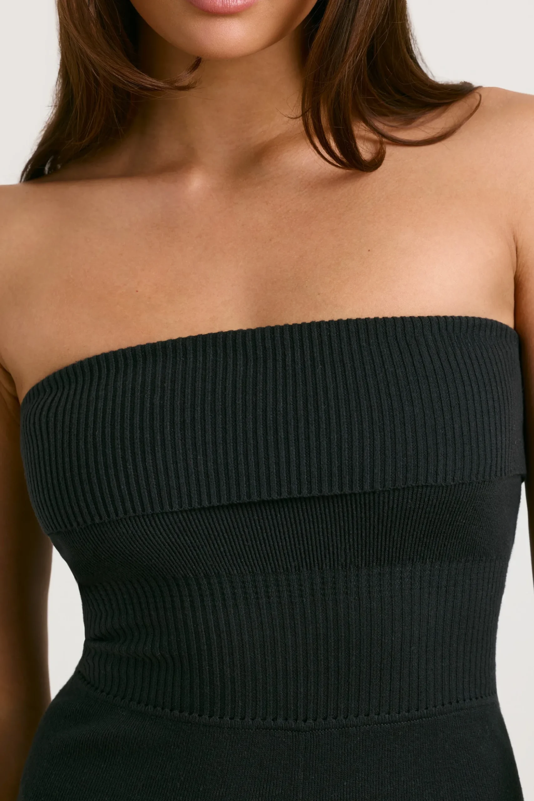 Oh Polly Knitwear^Chunky Knit Kick Flare Unitard in Black