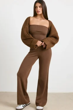Oh Polly Knitwear^Chunky Knit Shrug in Espresso