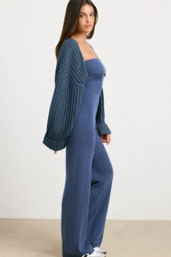 Oh Polly Knitwear | Tops^Chunky Knit Shrug in Washed Navy WashedNavy