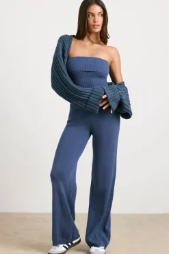 Oh Polly Knitwear | Tops^Chunky Knit Shrug in Washed Navy WashedNavy