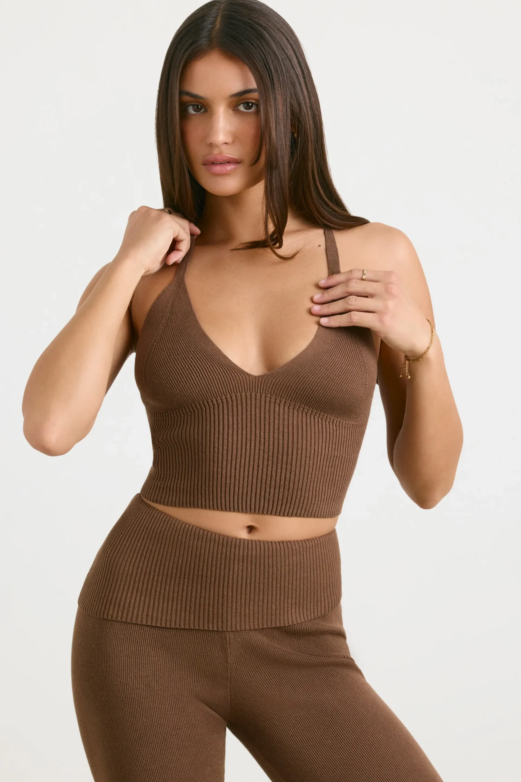 Oh Polly Matching Sets | Knitwear^Chunky Knit Tank Top in Espresso