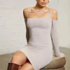 Oh Polly Women'S Clothing Sale - $65 And Under | Women'S Clothing Sale - $40 And Under^Cold Shoulder Long Sleeve Mini Dress in Mocha