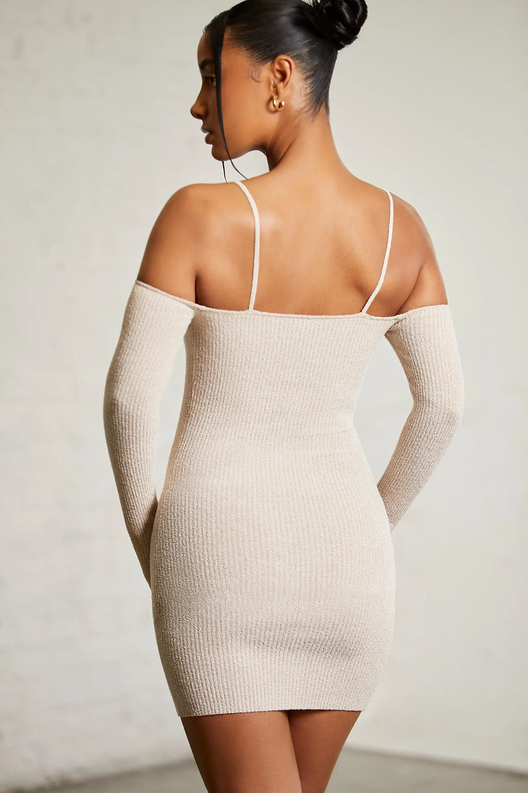 Oh Polly Women'S Clothing Sale - $65 And Under | Women'S Clothing Sale - $40 And Under^Cold Shoulder Long Sleeve Mini Dress in Beige
