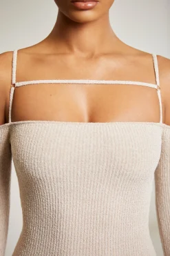 Oh Polly Women'S Clothing Sale - $65 And Under | Women'S Clothing Sale - $40 And Under^Cold Shoulder Long Sleeve Mini Dress in Beige