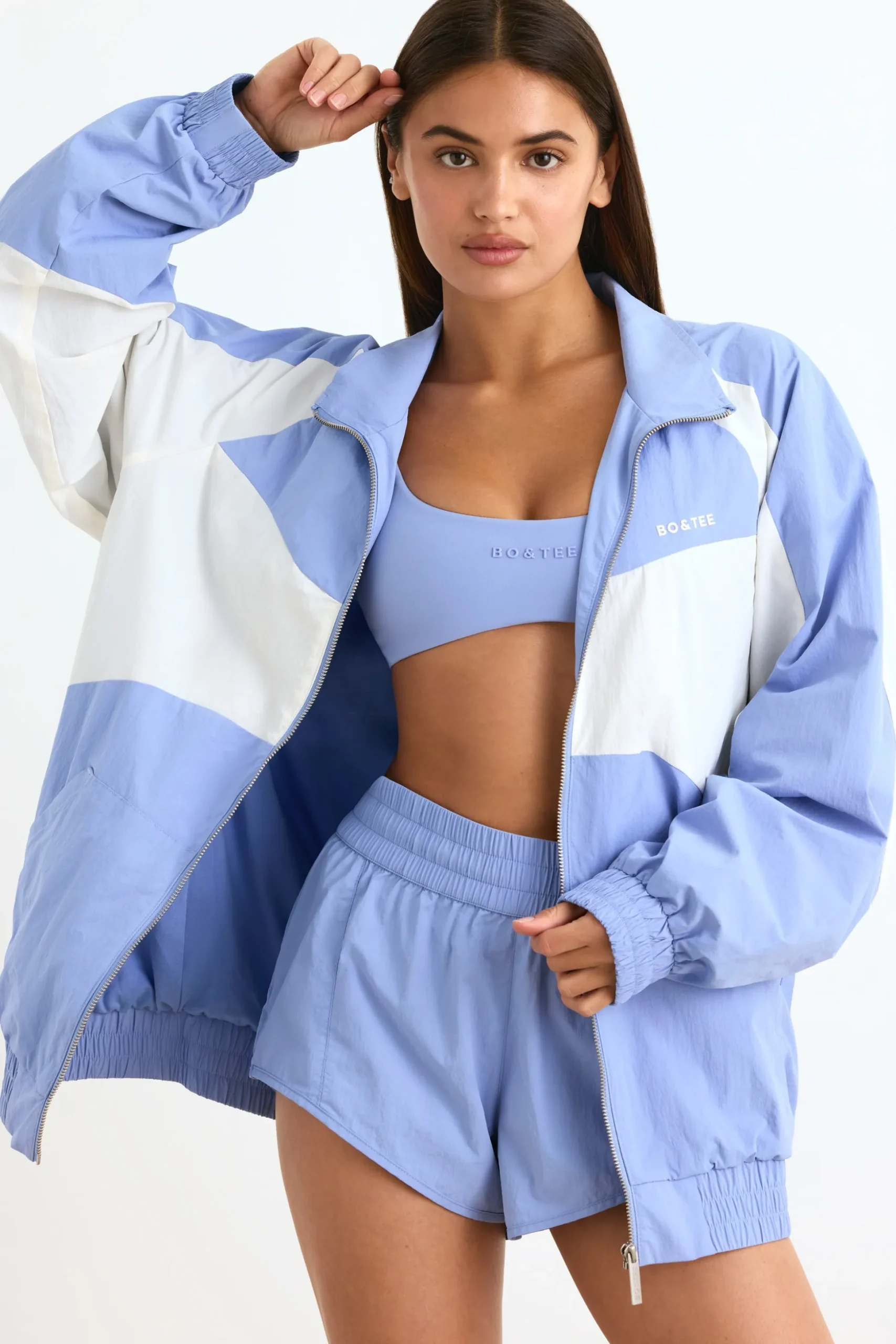Oh Polly Coats | Tracksuits^Colourblock Track Jacket in Lavender Blue LavenderBlue