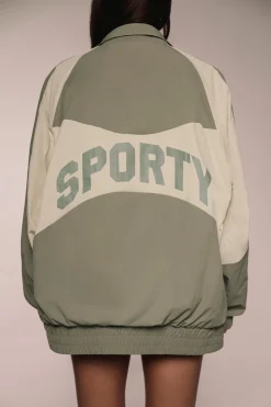 Oh Polly Coats | Tracksuits^Colourblock Track Jacket in Mineral