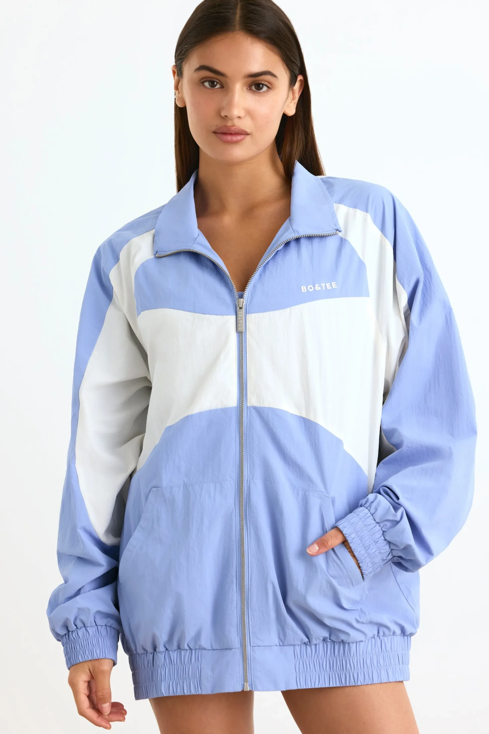 Oh Polly Coats | Tracksuits^Colourblock Track Jacket in Lavender Blue LavenderBlue