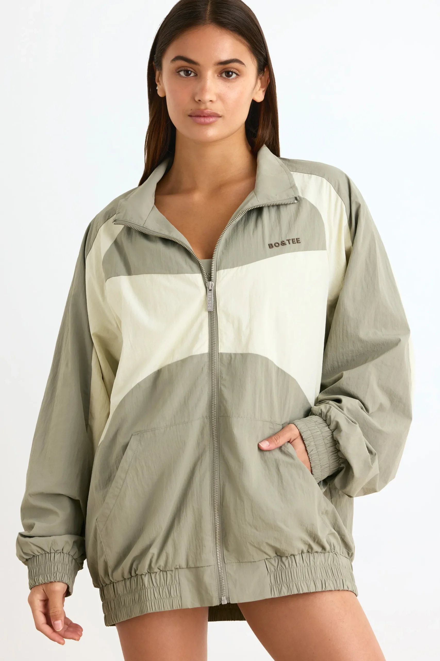 Oh Polly Coats | Tracksuits^Colourblock Track Jacket in Mineral