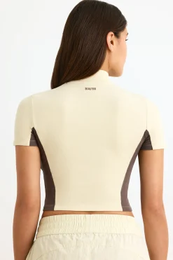 Oh Polly Women'S Clothing Sale - $65 And Under | Women'S Clothing Sale - $40 And Under^Colourblock Zip-Up Crop Top in Bone