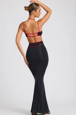 Oh Polly Women'S Clothing Sale - $65 And Under^Contrast Binding Cut Out Evening Gown in Black