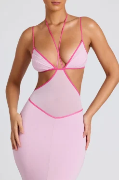 Oh Polly Women'S Clothing Sale - $65 And Under^Contrast Binding Cut Out Evening Gown in Soft Pink SoftPink