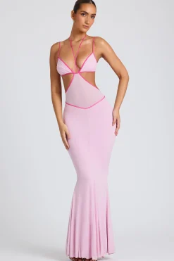 Oh Polly Women'S Clothing Sale - $65 And Under^Contrast Binding Cut Out Evening Gown in Soft Pink SoftPink