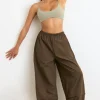 Oh Polly Tracksuits^Convertible Wide Leg Track Pants in Espresso