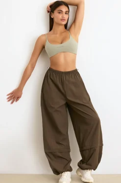 Oh Polly Tracksuits^Convertible Wide Leg Track Pants in Espresso
