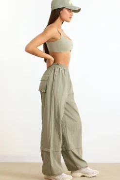 Oh Polly Tracksuits^Convertible Wide Leg Track Pants in Mineral