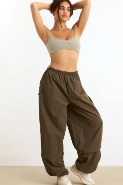 Oh Polly Tracksuits^Convertible Wide Leg Track Pants in Espresso