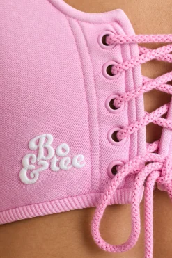 Oh Polly Matching Sets | Tops^Corset Crop Top in Bubblegum Pink BubblegumPink