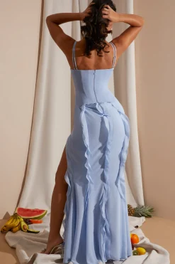 Oh Polly Wedding Guest | Party Dresses^Corset Frill Skirt Maxi Dress in Blue