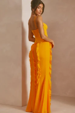 Oh Polly Wedding Guest | Party Dresses^Corset Frill Skirt Maxi Dress in Tangerine