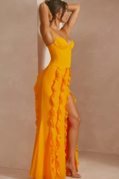 Oh Polly Wedding Guest | Party Dresses^Corset Frill Skirt Maxi Dress in Tangerine