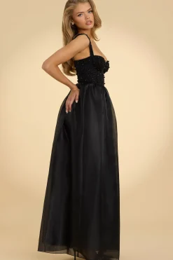 Oh Polly Party Dresses | Birthday^Corset Organza Maxi Dress in Black