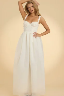 Oh Polly Party Dresses | Bride To Be^Corset Organza Maxi Dress in White