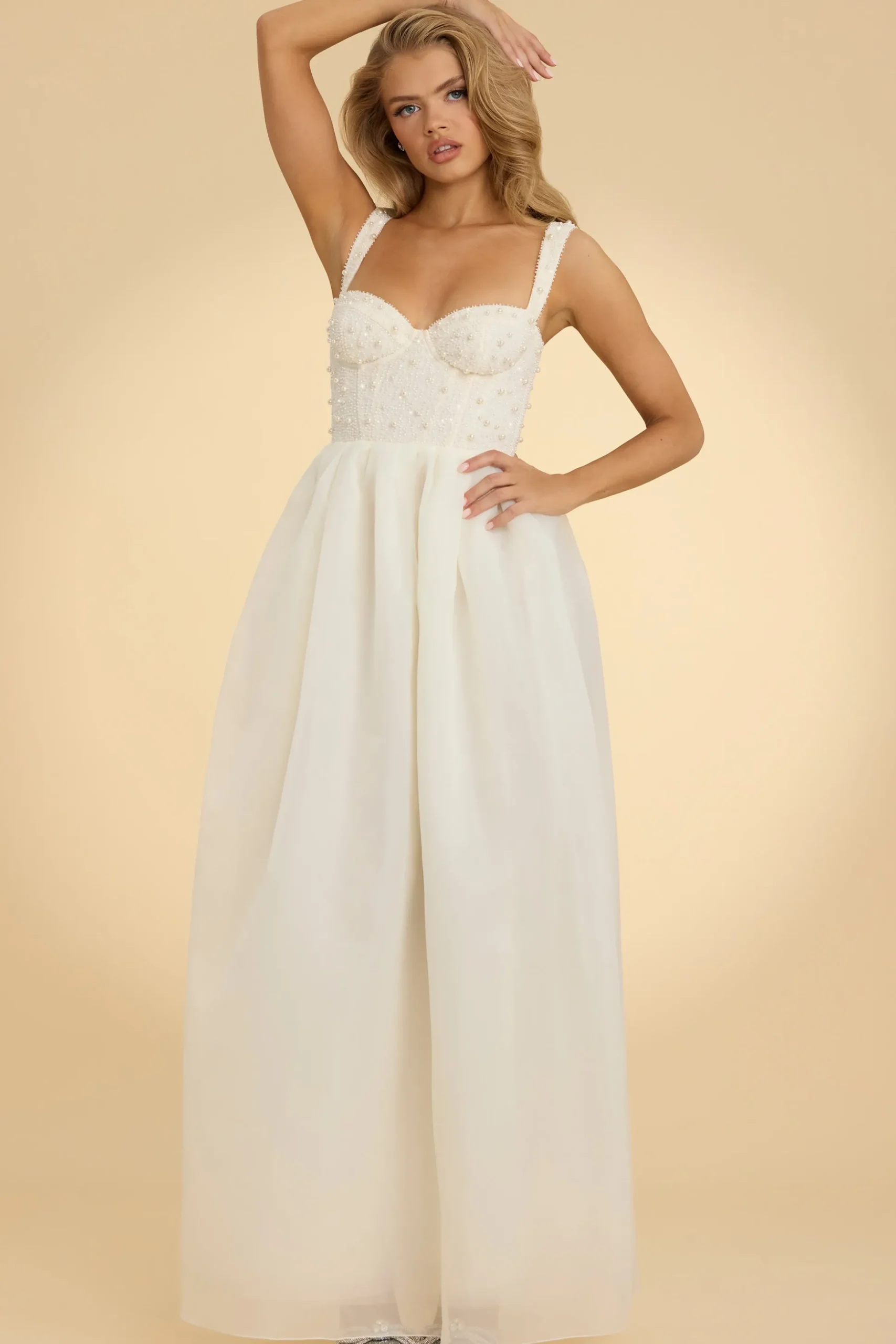 Oh Polly Party Dresses | Bride To Be^Corset Organza Maxi Dress in White