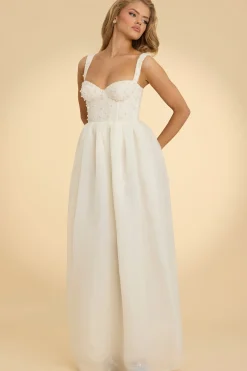 Oh Polly Party Dresses | Bride To Be^Corset Organza Maxi Dress in White