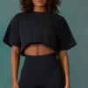 Oh Polly Tee'S & Tanks | Matching Sets^Cotton Cropped Oversized T-Shirt in Black