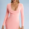 Oh Polly Women'S Clothing Sale - $65 And Under | Women'S Clothing Sale - $40 And Under^Cowl Neck Thigh Split Mini Dress in Blush
