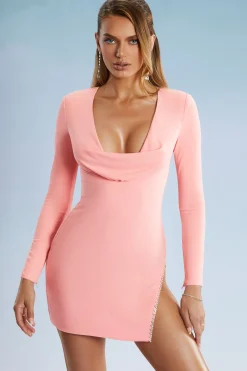 Oh Polly Women'S Clothing Sale - $65 And Under | Women'S Clothing Sale - $40 And Under^Cowl Neck Thigh Split Mini Dress in Blush