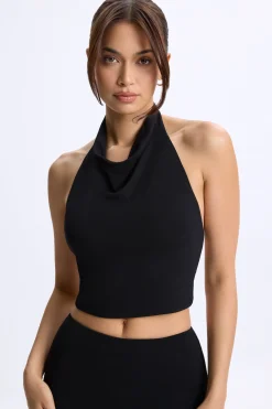 Oh Polly Tops^Cowl-Neck Open-Back Top in Black