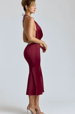 Oh Polly Holiday Party Dresses & Outfits | Satin Dresses^Cowl-Neck Satin Midaxi Dress in Burgundy