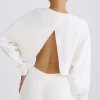 Oh Polly Tracksuits | Sweatshirts^Crew-Neck Open-Back Cropped Sweatshirt in White