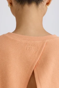 Oh Polly Tracksuits | Sweatshirts^Crew-Neck Open-Back Cropped Sweatshirt in Peach