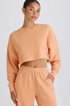 Oh Polly Tracksuits | Sweatshirts^Crew-Neck Open-Back Cropped Sweatshirt in Peach
