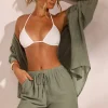 Oh Polly Cover-Ups^Crinkle Textured Beach Shorts in Light Green LightGreen