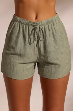 Oh Polly Cover-Ups^Crinkle Textured Beach Shorts in Light Green LightGreen