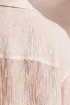Oh Polly Cover-Ups^Crinkle Textured Oversized Beach Shirt in White