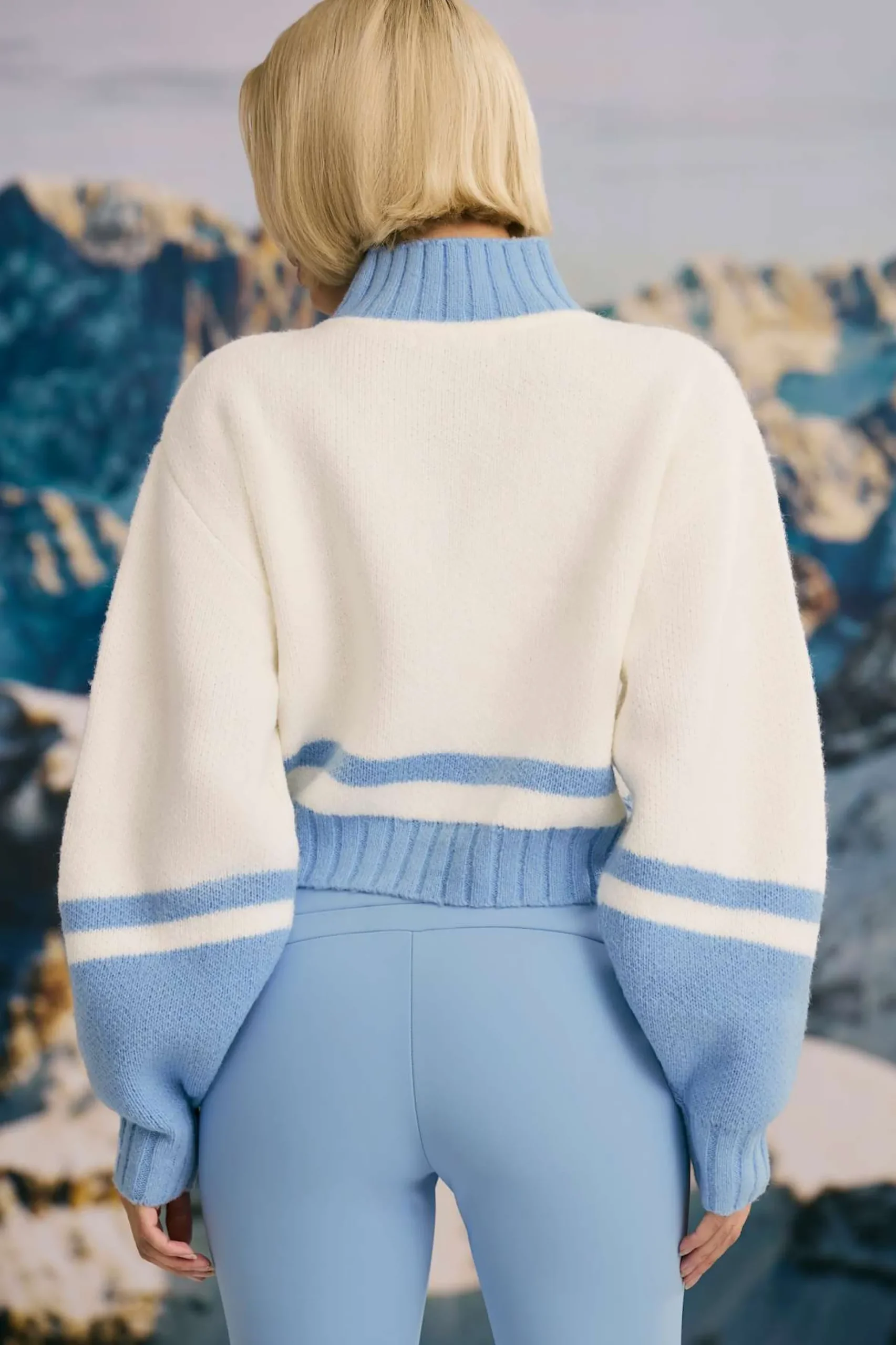 Oh Polly Knitwear | Tracksuits^Cropped Chunky-Knit Turtleneck Jumper in Ice Blue IceBlue