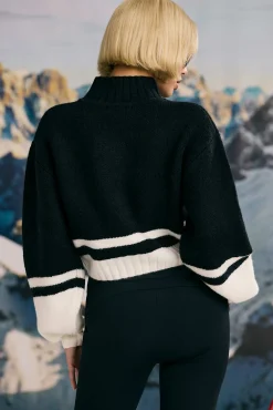 Oh Polly Tracksuits | Sweatshirts^Cropped Chunky-Knit Turtleneck Jumper in Black