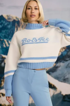 Oh Polly Knitwear | Tracksuits^Cropped Chunky-Knit Turtleneck Jumper in Ice Blue IceBlue