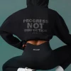 Oh Polly Sweatshirts | Matching Sets^Cropped Drawstring Hooded Sweatshirt in Black